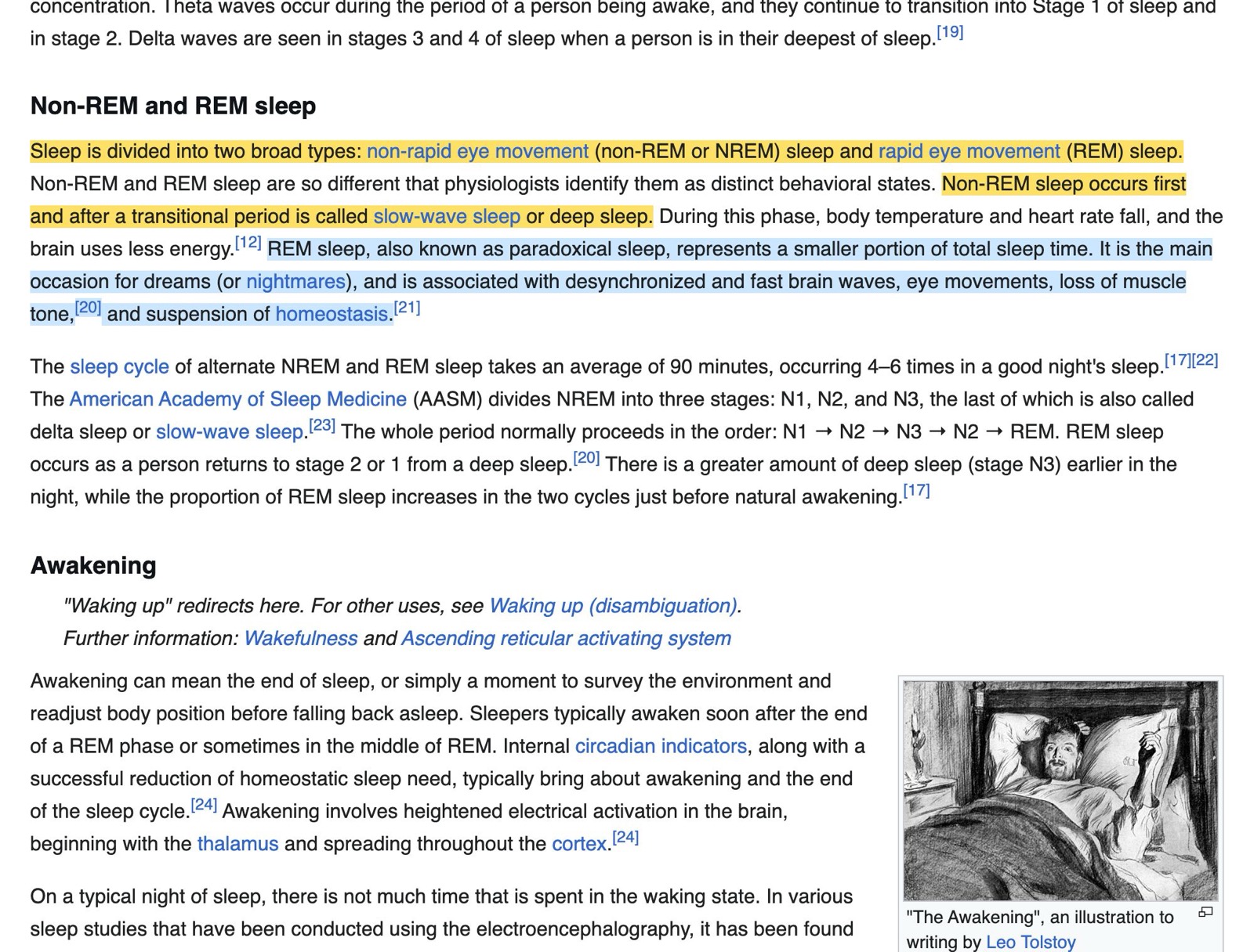 The article with the sentences behind the answer highlighted in blue
